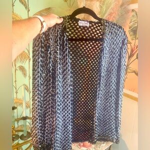 Chic Black and Silver sequins Open Knit Cardigan